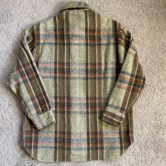 Vintage Wool Linen Brown Plaid Val-Mark Shacket Fall Hipster Retro Dagger Collar - Picture 8 of 8